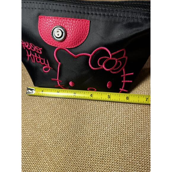 Hello Kitty (For Sale in Japan Only) Nylon Embroidered Black Wristlet Bag - Picture 9 of 10